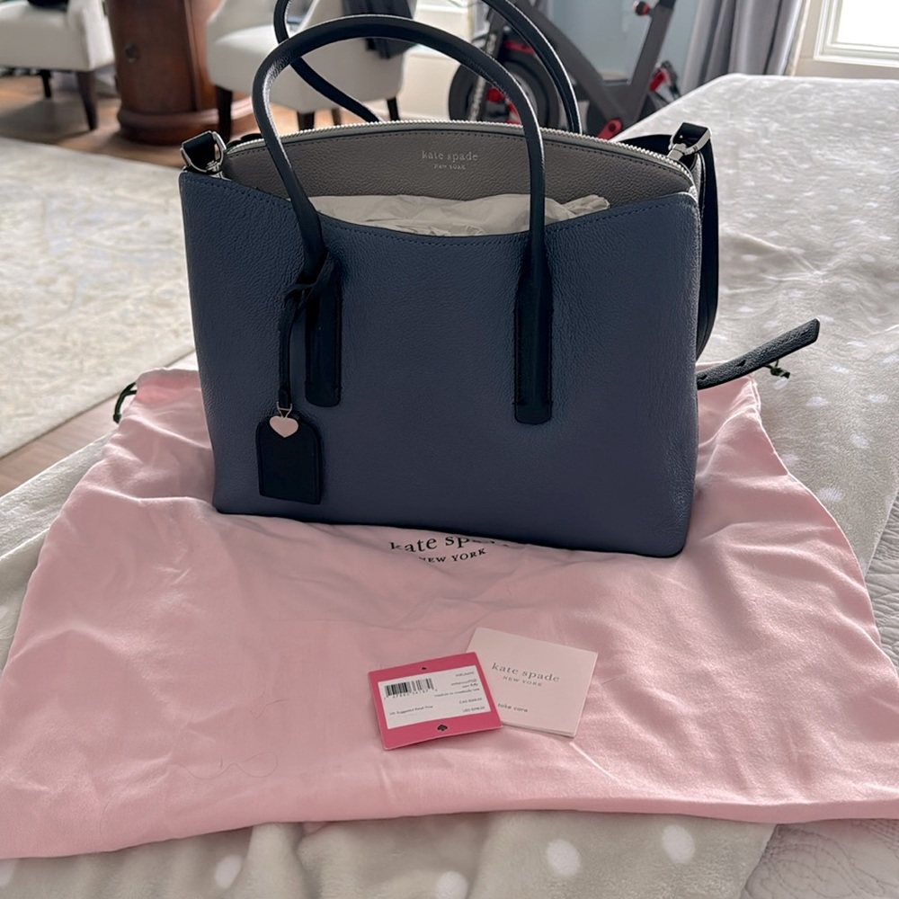 Kate Spade Blue, Navy and Gray leather bag